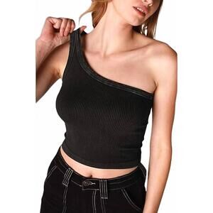 NEW NIKIBIKI one shoulder crop top in black